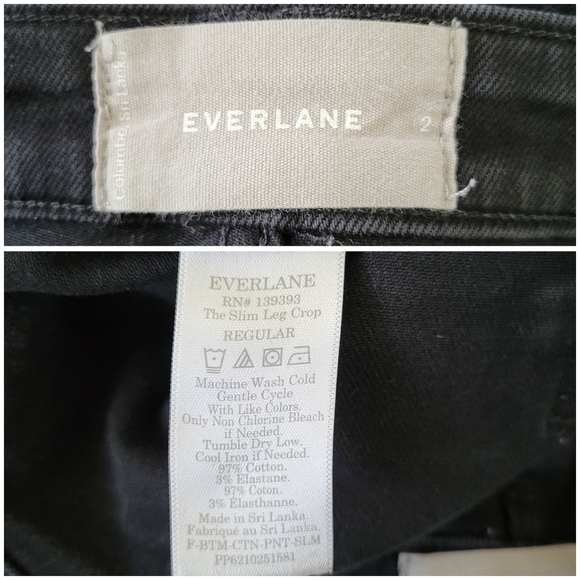 Everlane The Slim-Leg Crop High-Rise Denim Jeans Washed Black Women's Size 2 - Picture 5 of 10